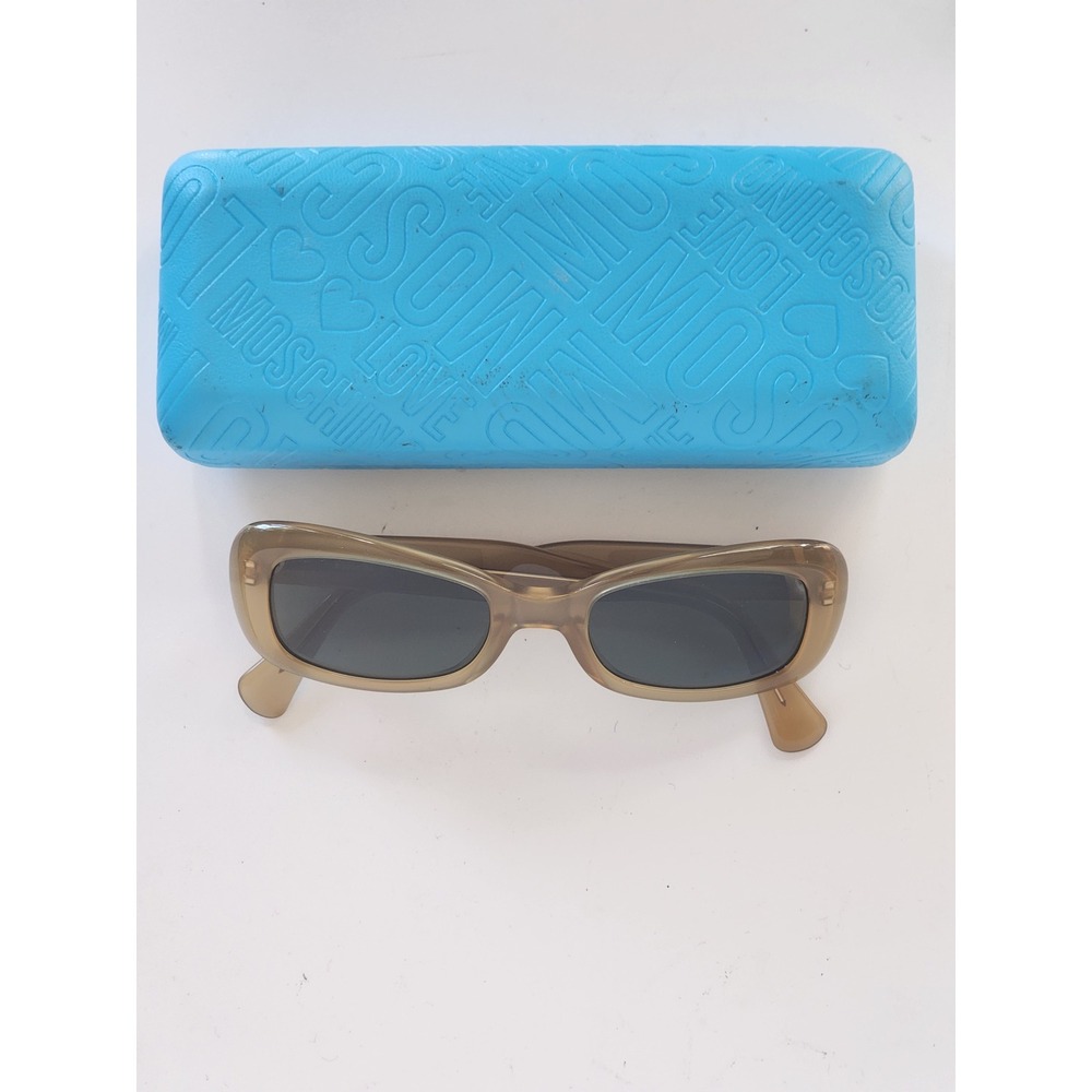 Moschino M 3544-S Sunglasses Tan Rectangle Made in Italy with Case